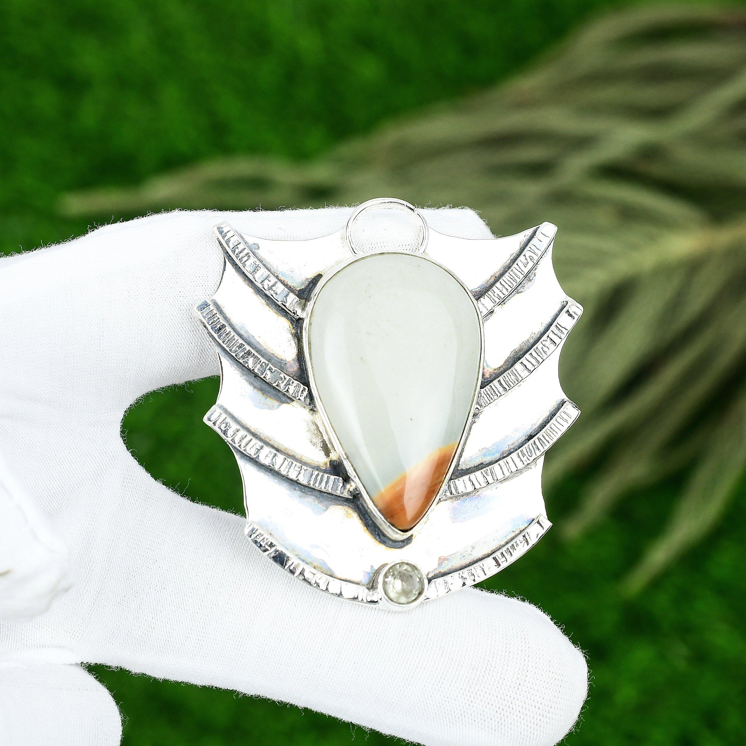 925 Sterling Silver Polychrome Jasper Stone Citrine Birthday New Pendant Jewelry