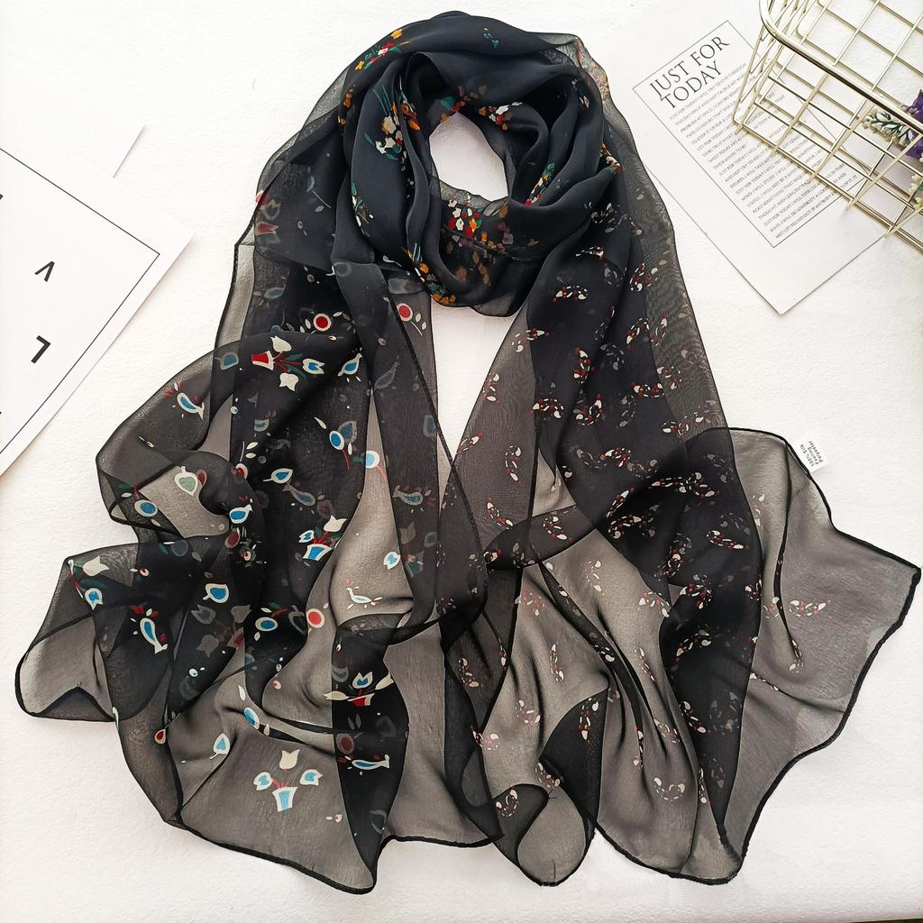 Fashion Silky Georgette Chiffon Scarf Women Long Soft Thin Wrap Scarf Shawl Beach Kerchief Scarves Georgette Scarf Voile Scarf