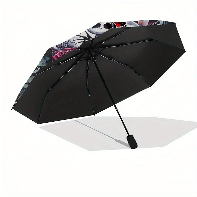 1 Auto Open Jack Skellington, Sally Themed Colorful 8-rib Portable Umbrella for Men and Women, A Compact Commuting Companion Suitable for Da