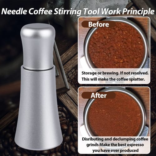 WDT Tools Espresso Dispensing Tool, 10 X 0.35mm 304 Stainless Steel Needles, 10 Extra Needles for Espresso Muddler Replacement, Aluminum Alloy Handle,