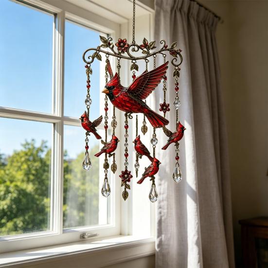 Carillons éoliens Colibri, avec Pendentifs en Cristal Carillons éoliens Métalliques d'Extérieur, Réflexion de la Lumière Arc-en-ciel Carillon éolien Durable pour la Décoration de Jardin et de Cour