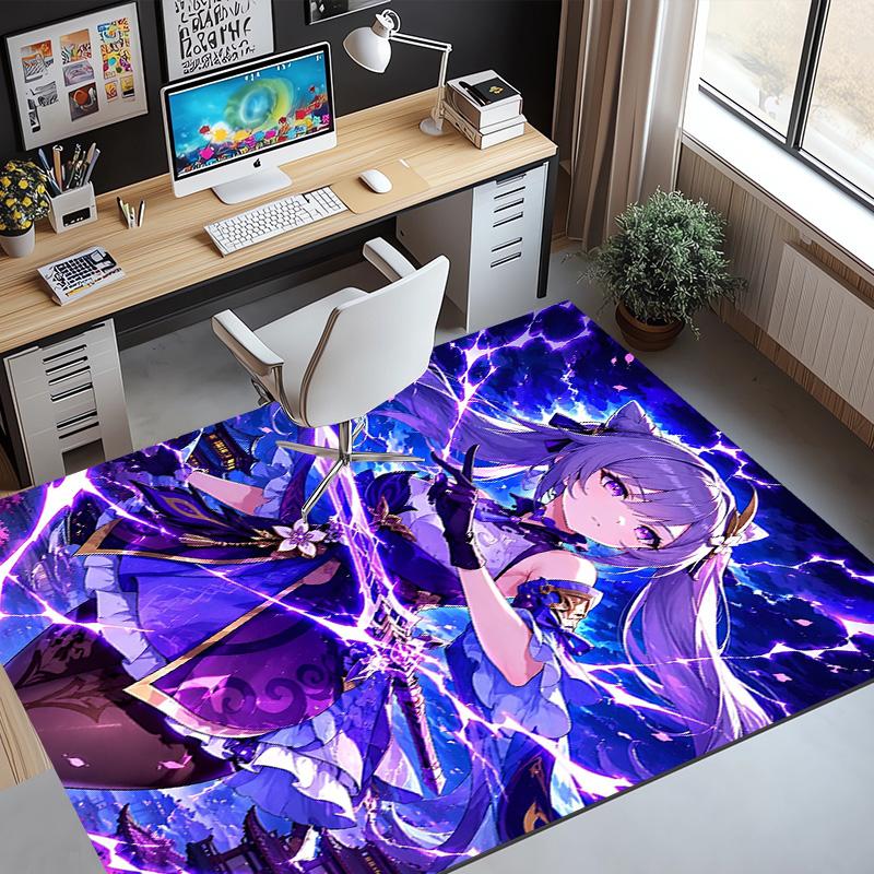 Genshin Impact Pattern Rug, Indoor/Outdoor Mat, for Picnic, Gameroom, Bedroom, Office, Living Room, Home Decor Carpet, Birthday Gift