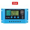 LCD-skjerm 12V/24V 30A 20A 10A Solregulator Solcellekontroller Dobbel USB 5V Utgang PWM Batterilader Auto