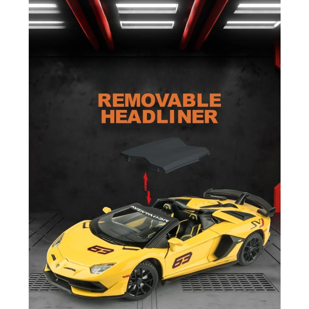 1/24 Scale Lambor Aventador SVJ 63 Super Car Model Sound Light Collection Metal Diecast Toys Vehicles Kids Boys Gift Decoration