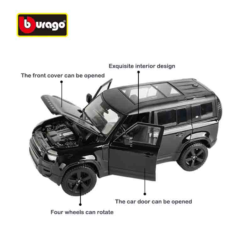 Bburago 1:24 2022 Land Rover Defender 110 Die Dasting Alloy Car Model Art Deco Collection Toy Gift Factory Authorization