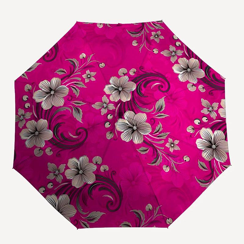 1pc Floral Pattern Pink Background Umbrella with Plastic Handle,Suitable for All Seasons Umbrellaptys26084
