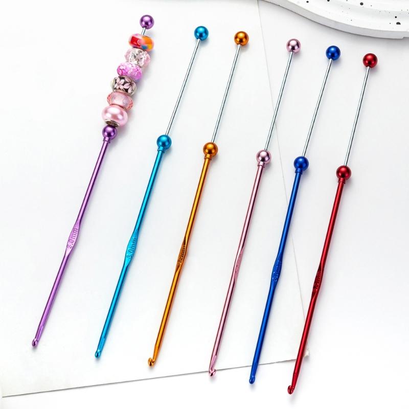 5 Pcs Beads Crochet Hook Set Metal Crochet Needle Handmade Knitting Needle Handmade Crochet Needle for Craft Project