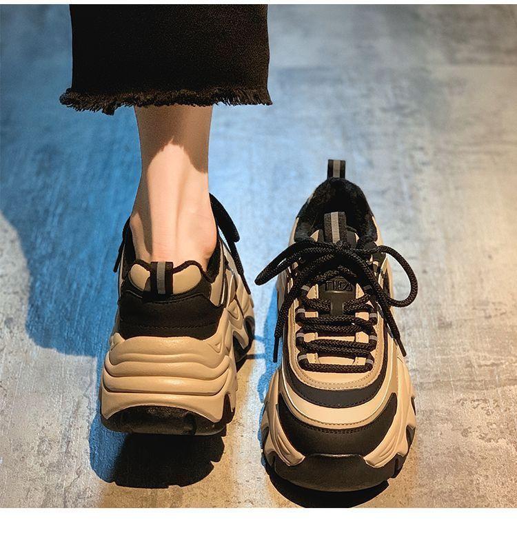 Daddy Shoes Women s All-match Retro Sports Shoes Thick-soled Inner Heightening Women s Shoes 35