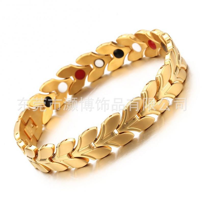 Mens Titanium Steel Bracelet Geometric Design Gold Tone Fashion Statement Jewelry Casual Wear