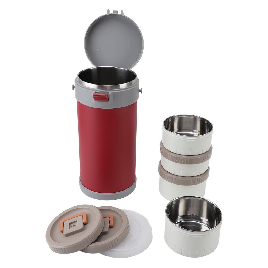 Insulated Jar 2.9L 304 Stainless Steel Microwave Safe Leakproof Stackable Lunch Box with Strap Handle Insulated Vacuum Food Jar for School