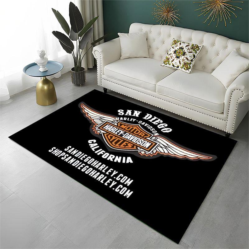 Tappeto Antiscivolo Area Retro H Harleys Racing Moto per Soggiorno, Camera da Letto, Sala Giochi, Tappeto Morbido Pavimento Tappeto Decorazione Casa Stanza Bambini