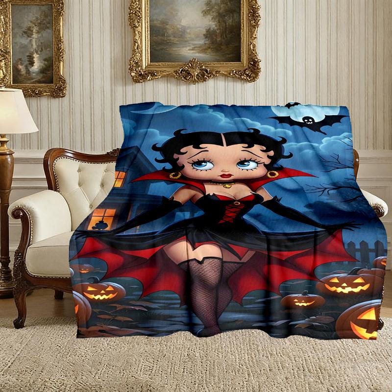 [1pc Betty Boop Blanket] All-Season Blanket - Cozy Blanket for Sofa Couch Home Decoration, Digital Printed Nap Blanket