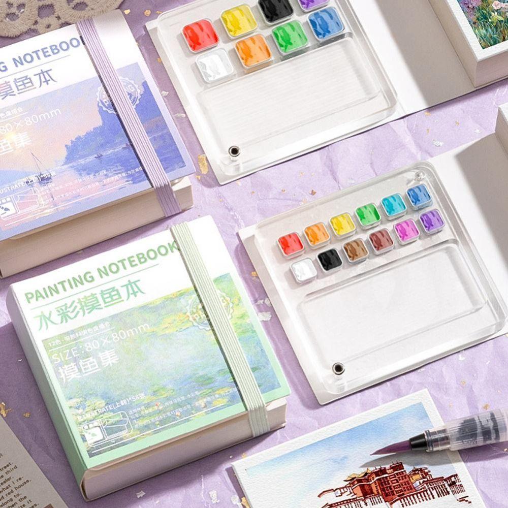 Acrylic Watercolor Paint Palette Set 8/12 Grid Empty Paint Box Travel Painting Tray Kit Artist