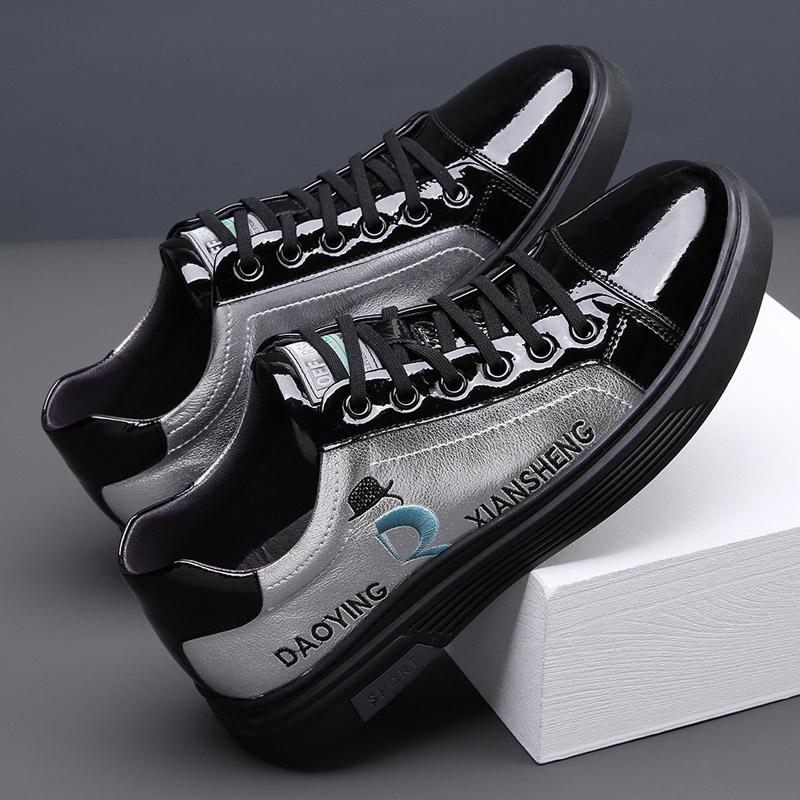 Fashion Comfortable Men Casual Shoes Brand Leather Mens Sneakers Black White Skateboard Shoes Newest Designer All-Match Men'S Shoes