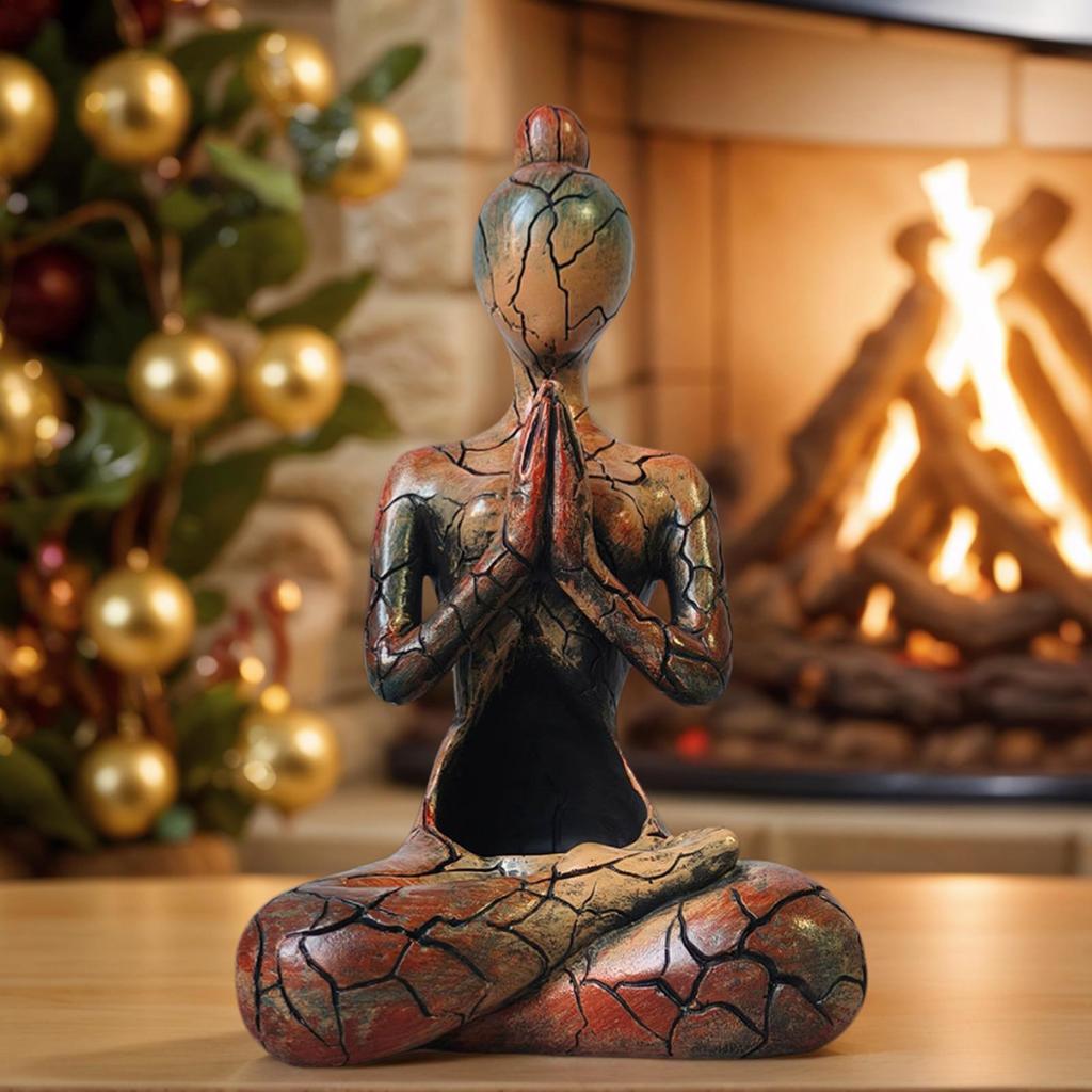 Statua Posa Yoga Decorazione Meditazione Zen Portacandele Scultura Yoga in Resina Ornamento da Tavolo Per Ricercatore Spirituale Mindfulness
