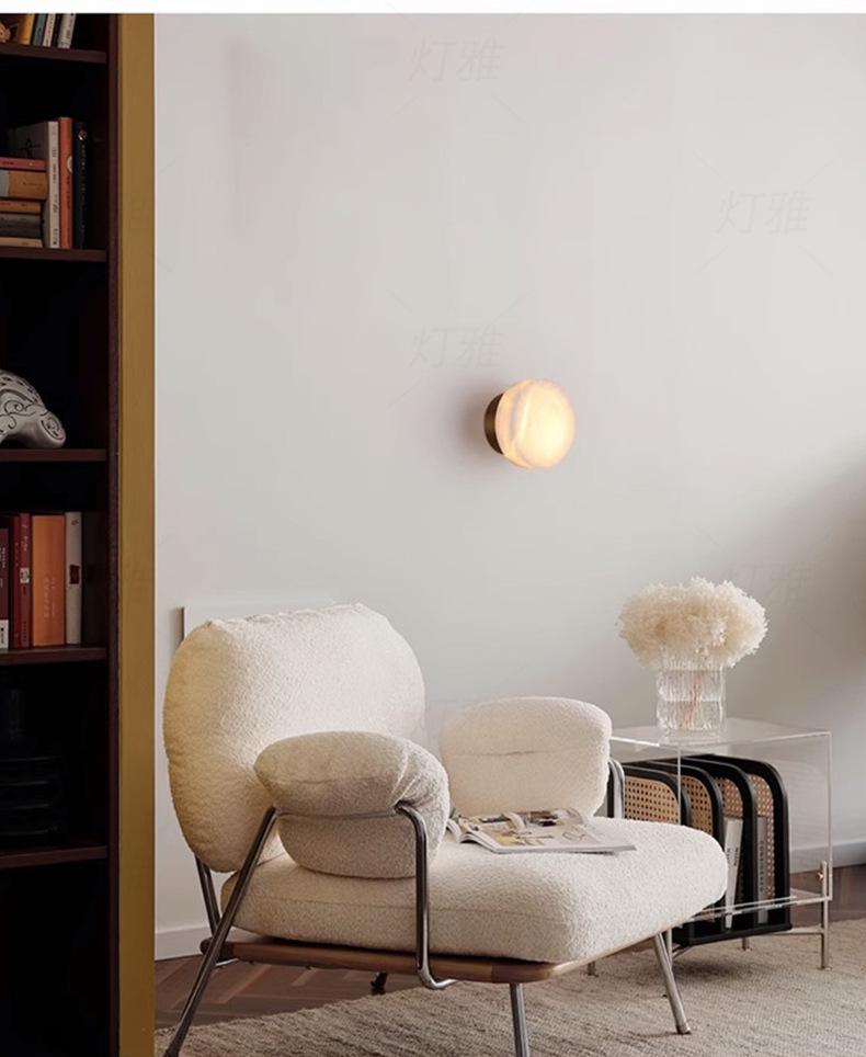 Minimalist Round Marble Wall Lamp for Bedroom, Hallway, or Balcony