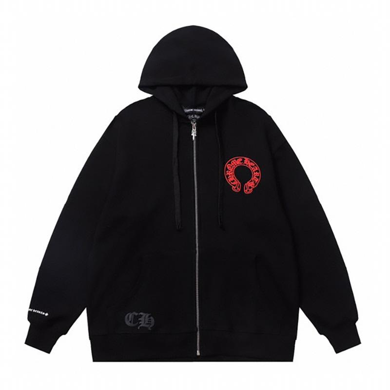 831 CHROME HEARTS 2025 Autumn and Winter New Plus Size Classic Style Logo Zipper Hooded Sweatshirt, Suitable for Couples To Wear