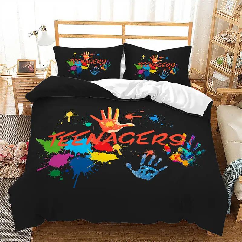 

Graffiti Duvet Cover Hip Hop Street Culture Print Bedding Set Microfiber Colorful Overlapping Blocky Letters Art Comforter Cover Single135x200cm 2pcs