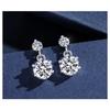 Women Inlaid Shining Zircon Double Zirconia Sterling Silver Pin Geometric Fashion Earrings