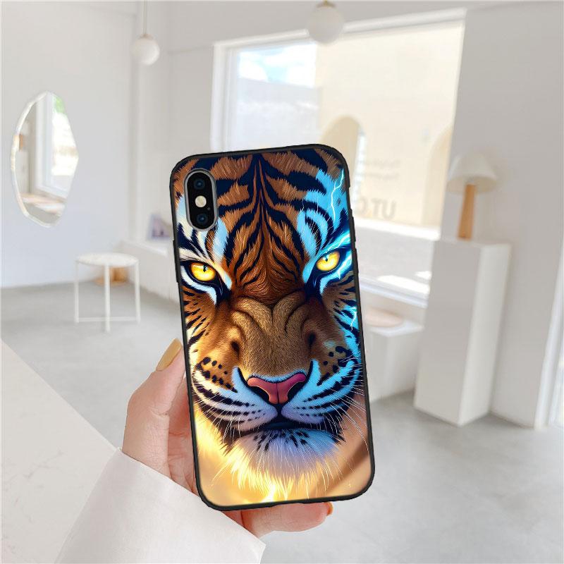 FM3 Tier Wolf Tiger Löwe Soft Shell Handyhülle für iPhone 16 15 14 13 12 Pro Max Plus Mini