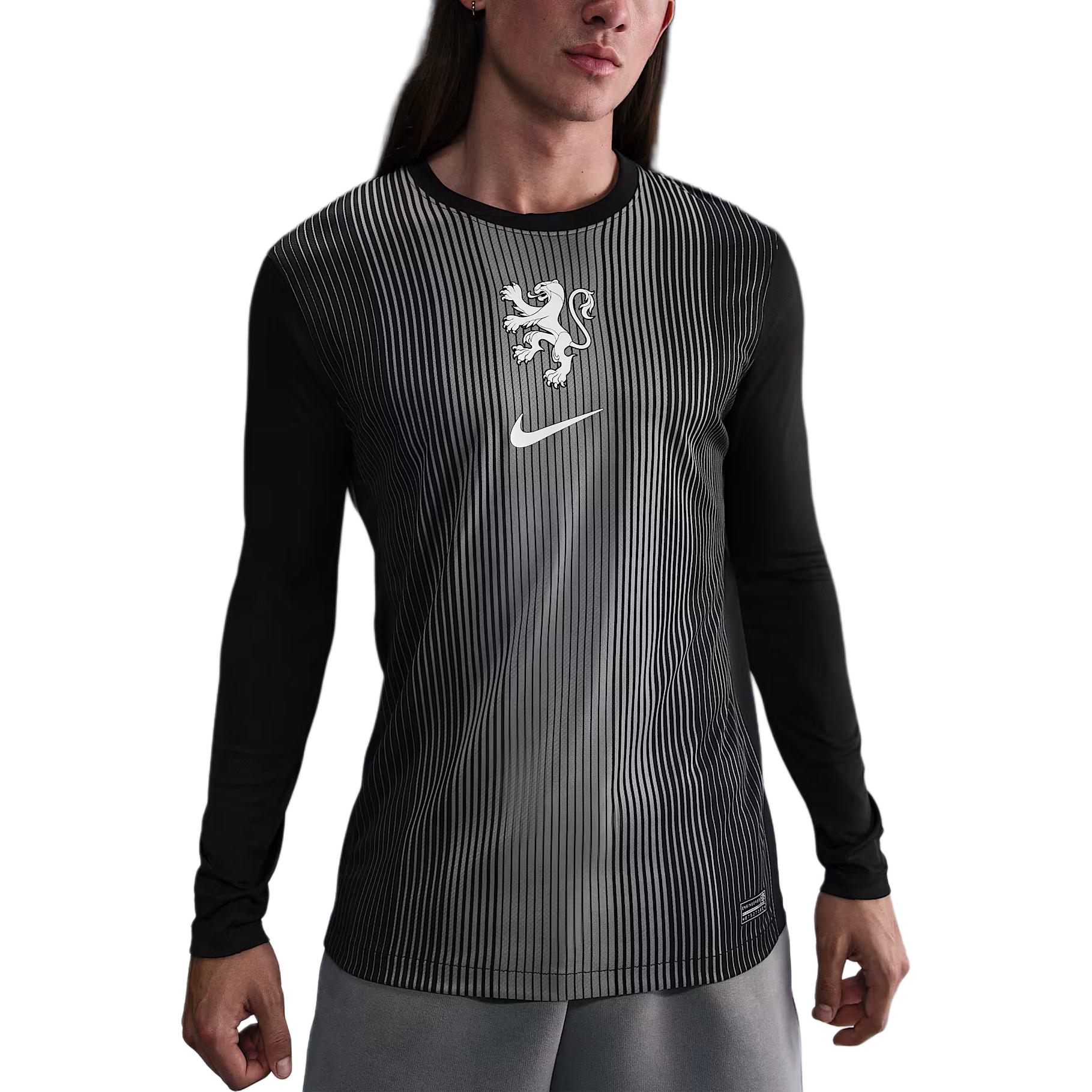 

Nike Dri-Fit Netherlands 2025/26 Stadium Goalkeeper Logo Moisture-Wicking Replica Crew Neck Long Sleeve Football Shirt Men tops HQ1129-010 S