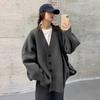 2025 Black Mid-Length Wool Knit Cardigan for Women - High-End Autumn/Winter Outerwear