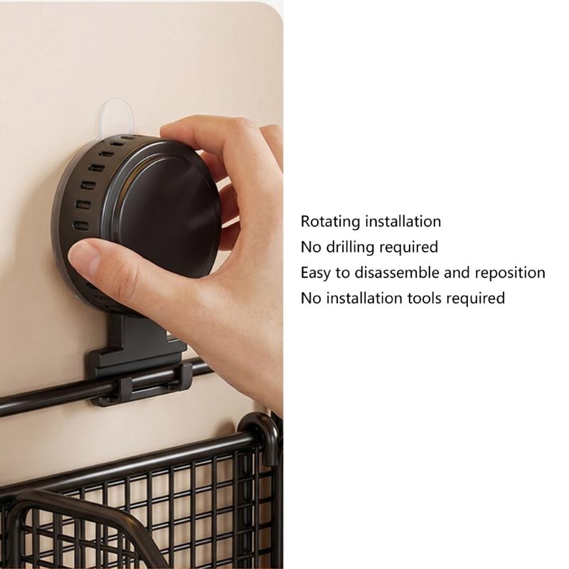 Suction Cup Wall Storage Basket with Iron Wire Frame for Kitchen Bathroom Countertop and Sink Side Storage Use