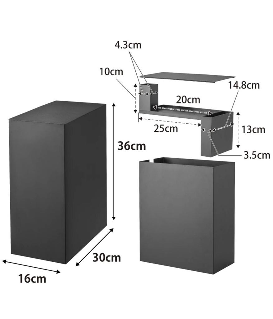 Yamazaki Aquarium Aufbewahrung B16 x T30 x mit Kabel 1892 (Yamazaki) [Vollständig montiert] Box, Schwarz, H36cm, Turm, Deckel, Zweistöckig, Box,