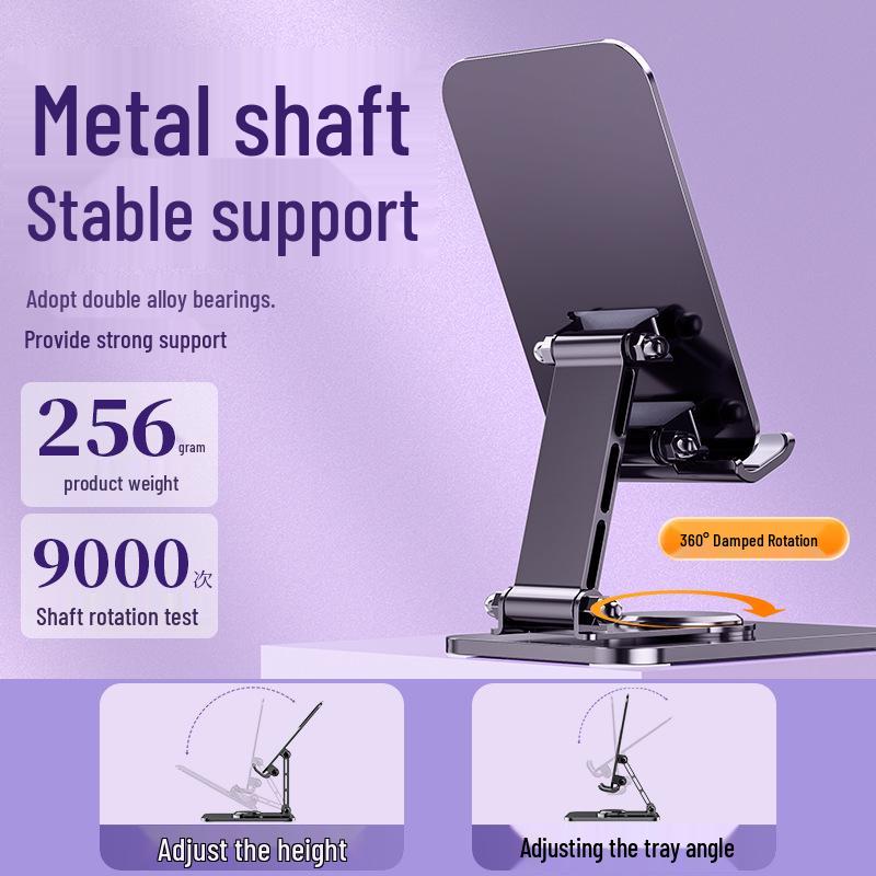 Top-Rated All-Metal 360° Rotating Foldable Phone Stand for Live Streaming