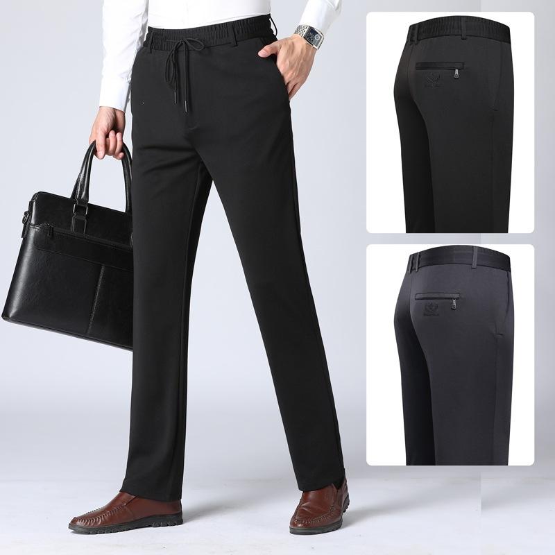 New Recommendation, Spring and Summer Thin Loose Men's Pants, Straight Middle-aged and Elderly Men's Elastic Waist High Waist Casual Pants