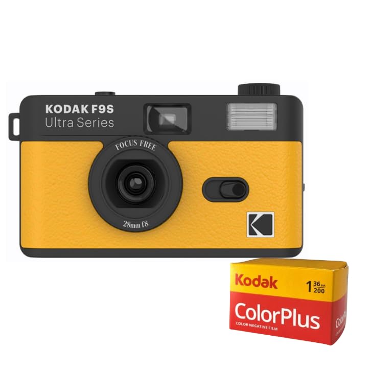 

Жовта плівкова фотокамера KODAK F9S Набір Kodak ColorPlus 200 35-мм кольоровий негатив ISO 200 Посібник з ретро- та ювілейної фотографії Просте керування зі спалахом