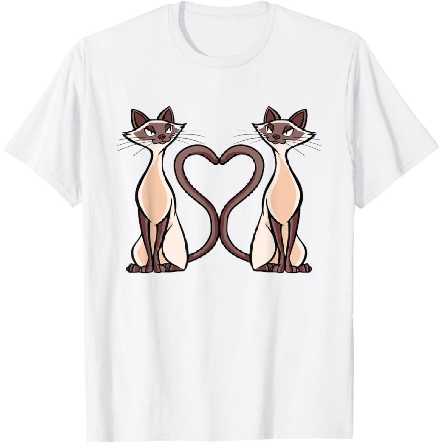 Couple Heart Siamese Cats T-Shirt XXXXXL белый