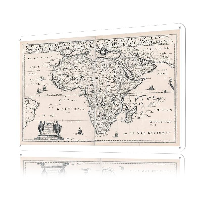 Antique Map of Africa Printed Poster Customized Wall Art Retro Vintage Metal Tin Signs for Bedroom Decoration Room Accessories