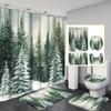4-teiliges Duschvorhang-Set mit rutschfester Badematte, Toilettendeckelbezug, Kontur-Teppich & 12 Haken, Badezimmer-Dekoration
