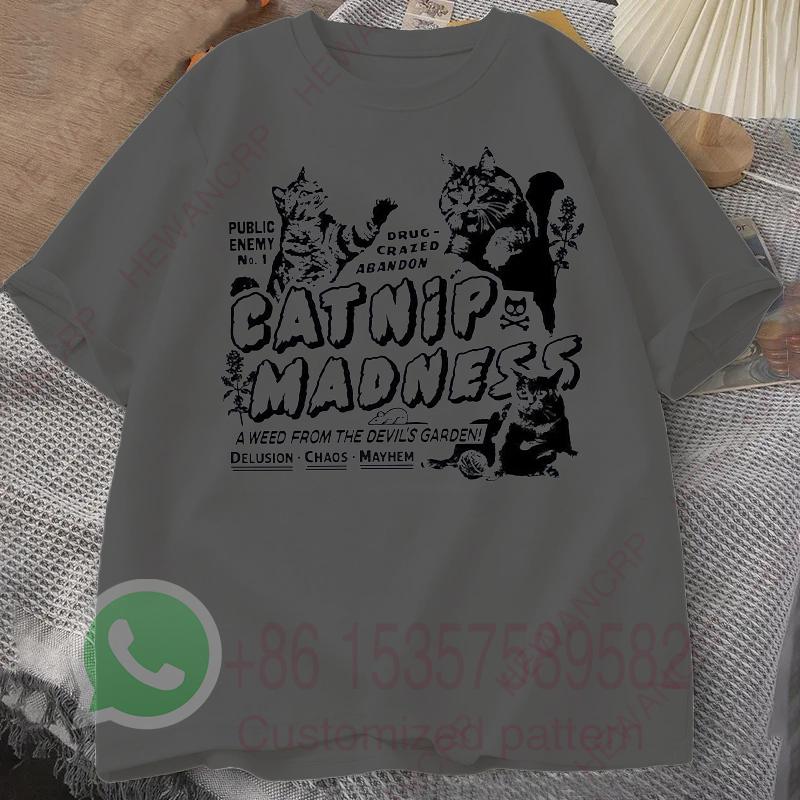 Verrücktes Kätzchen T-Shirt Herren Trainingsanzug Sommer Rundhals Pullover Baumwolle Lässig Sportbekleidung Mode Oberteile Harajuku Retro Streetwear