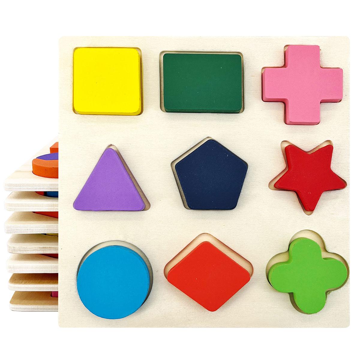 Interesting Toys Unisex Kids 1Pc 14.6Cm/5.75In Wooden 3D Puzzles Jigsaw Montessori Games Kids Geometric Shapes Color Learning Educational Toys For Children
