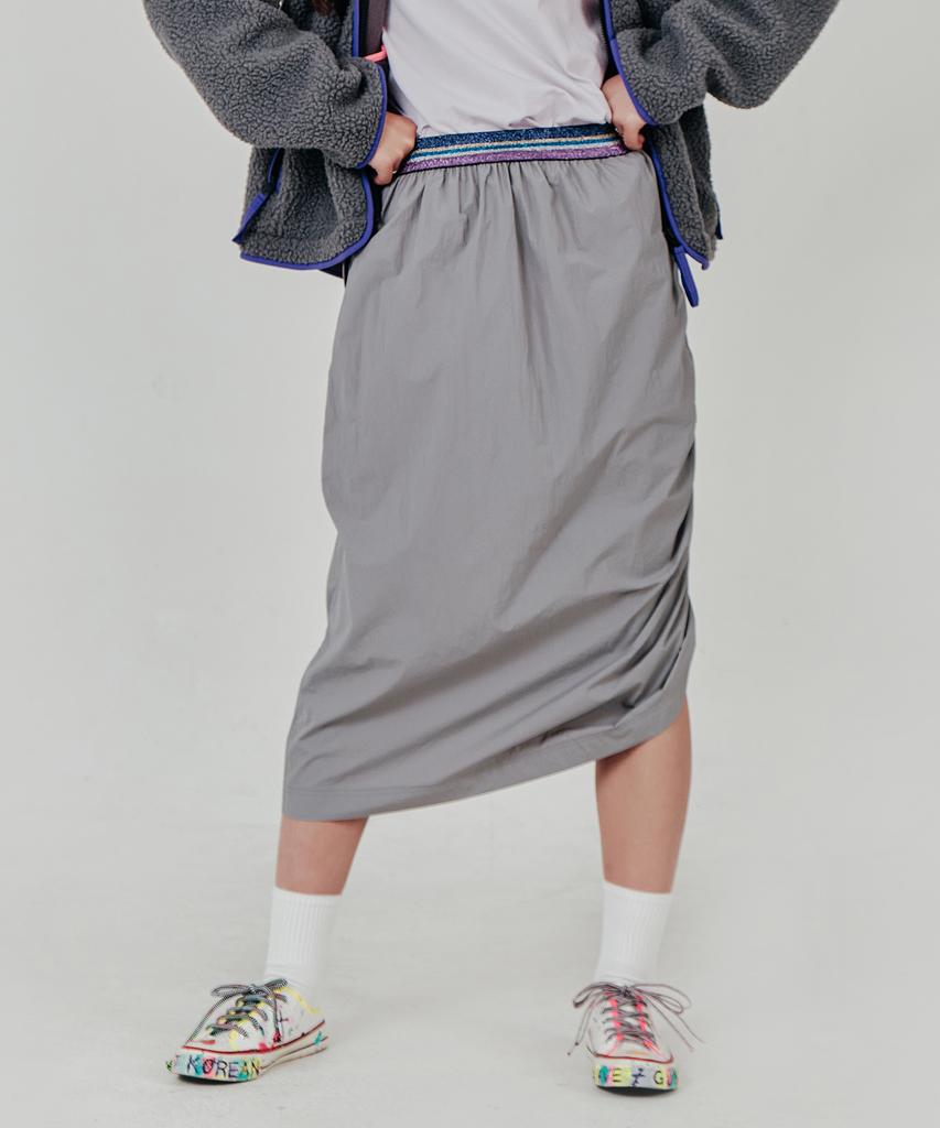 Weibeugeon Nylon Banding Shirred Skirt Grey