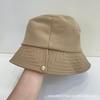Harajuku Style Live Buckle Folded Edge Fisherman's Hat, Men's and Women's Early Autumn Couple's Cloth Hat, Harbor Style Basin Hat, Solid Color Sun Hat