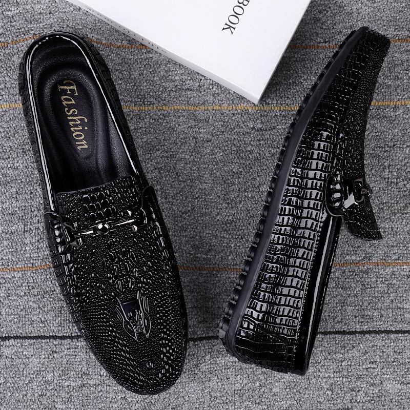 Trend Sequins Mens Shoes Luxury Crocodile Pattern Loafers High-end Designers Genuine Leather Driving Shoes Party Shoes Moccasins