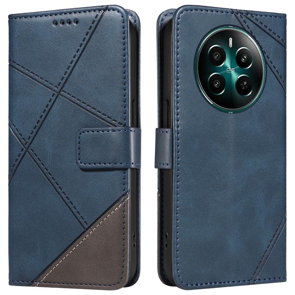 For Realme Narzo 70 5G/Narzo 70 Pro 5G/P1 5G/12 4G/12+ 5G Case Leather Geometric Line Wallet Phone Cover with Wrist Strap