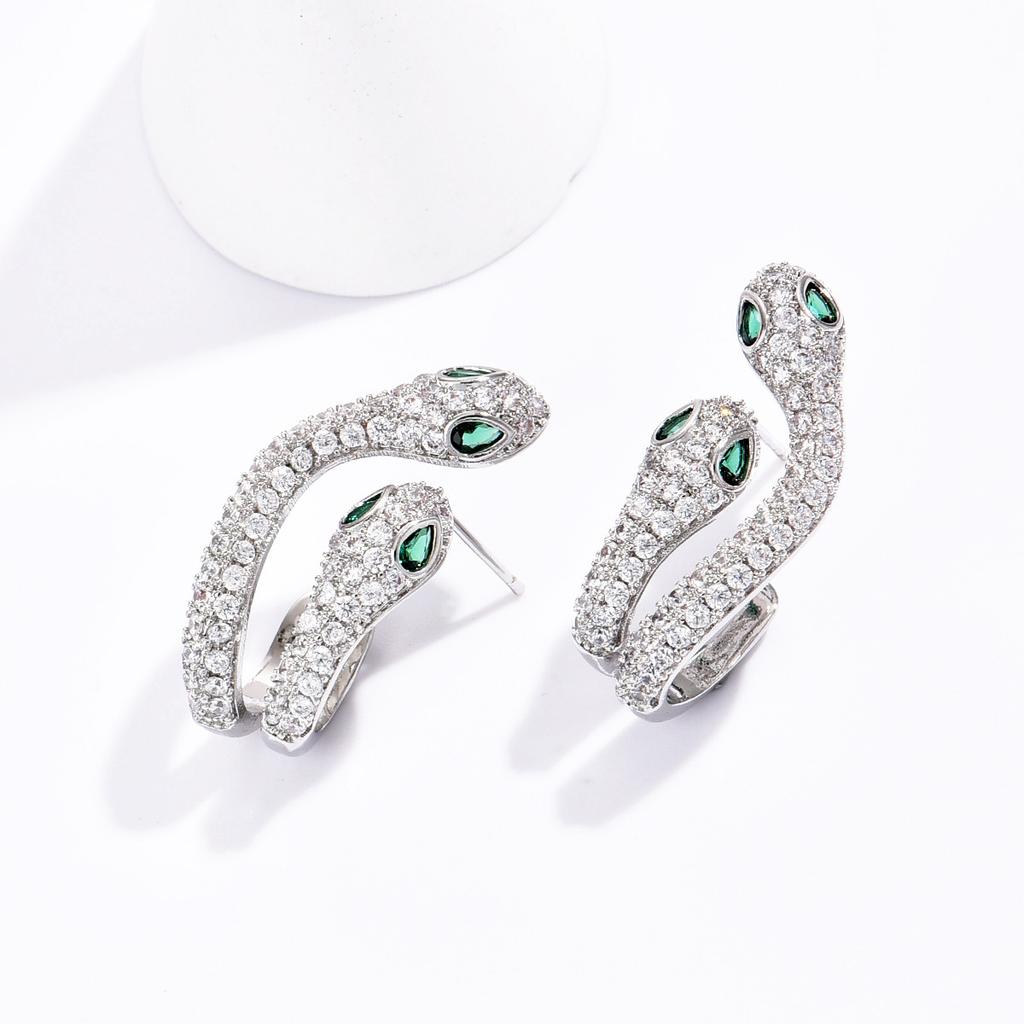 Spirit Snake Personalized Creative Advanced Double Serpentine Earrings Earstuds Fashion Earclips