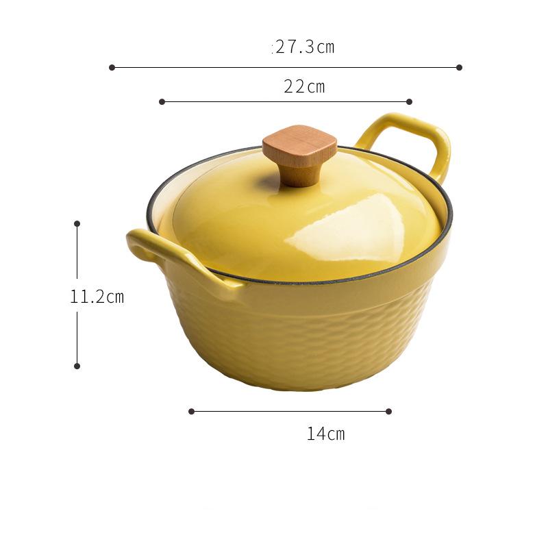 22cm Mini Cast Iron Enameled Dutch Oven For Cooking Stew Meat and Bread Baking Heavy Type 2 L Cast Iron Casserole Dish Soup Pot