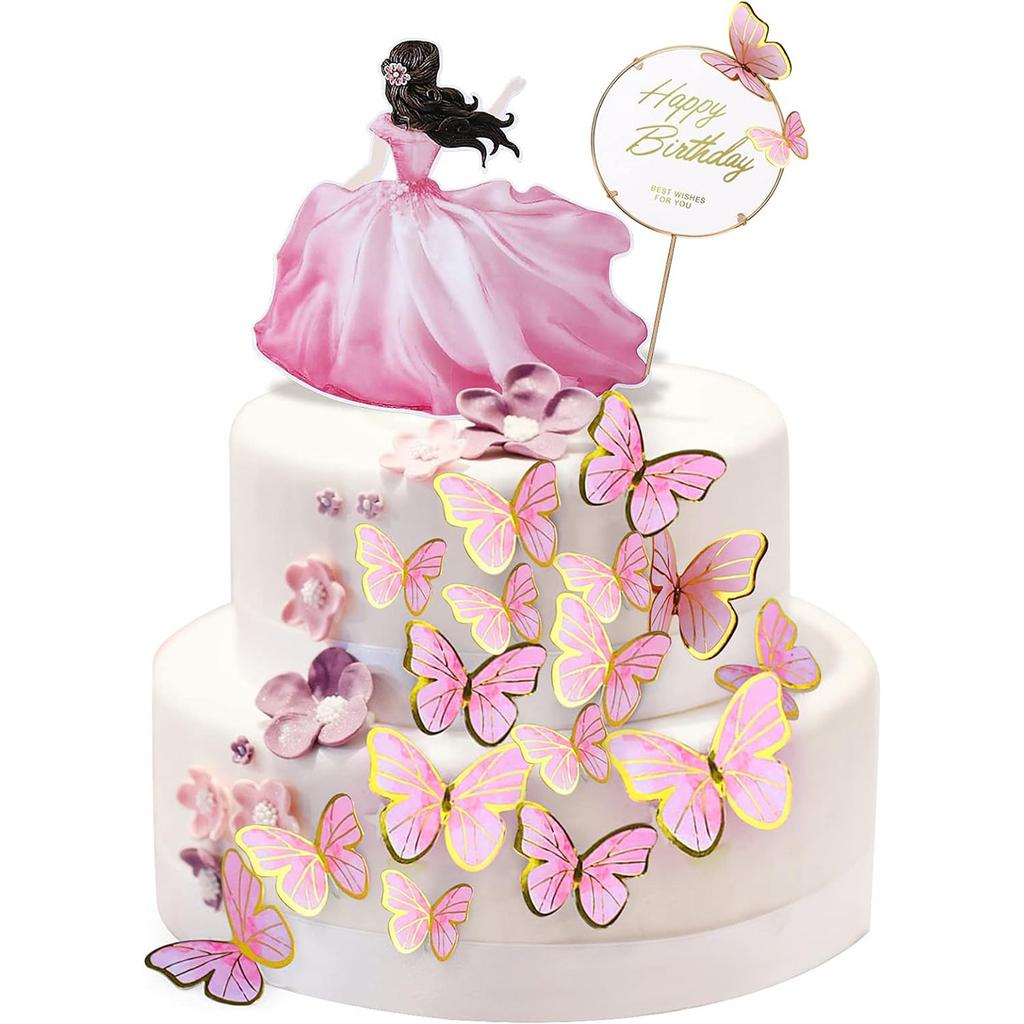 57 Butterfly Happy Birthday Cake Decorative Supplies for Festivals and Parties