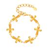 Fashion Stainless Steel Embossed Cross Bracelet Gold Ladies Accessories Jewelry 2475