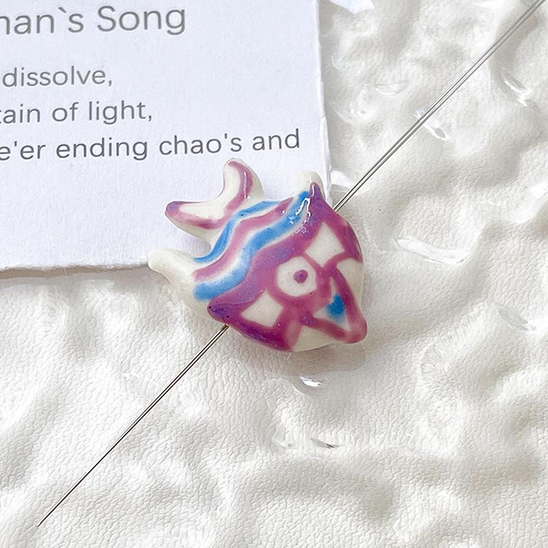 2 stücke Retro Bunte Hand-gemalt Tiefe-meer Fisch Keramik Tropische Fische Perlen Diy Schmuck Perlen Armband Halskette Zubehör
