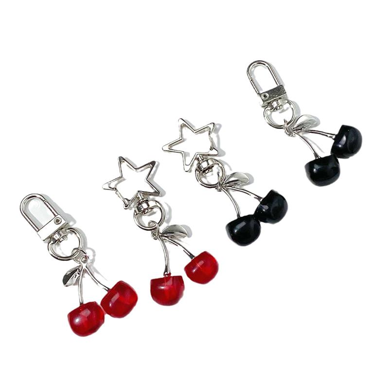 Korean  Cherry Keyring Sweet Fresh Simulation Fruits Keychain Women Girls Bag Pendant Handbag Shoulder Bags Keychain