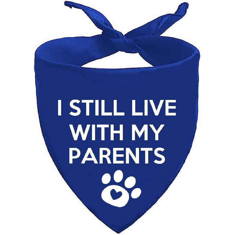 I Still Live with My Parents Dog Bandana Summer Funny Dog Bandana Puppy Bandanas for Dogs Triangle Photo Prop Pet Scarf Accessories for Dog Lovers