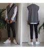 Korean Style V-Neck Sleeveless Cardigan - Men's Knitted Sweater Vest for Spring & Autumn In Solid Colors
