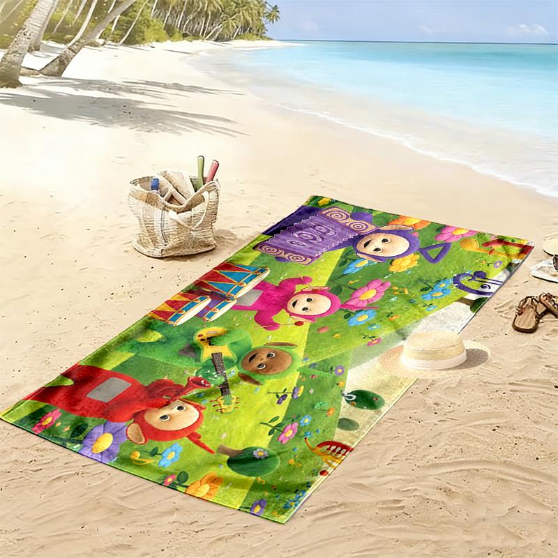 Teletubbies Print Beach Towel, Large Soft Quick Dry Towel for Beach Camping Swimming
