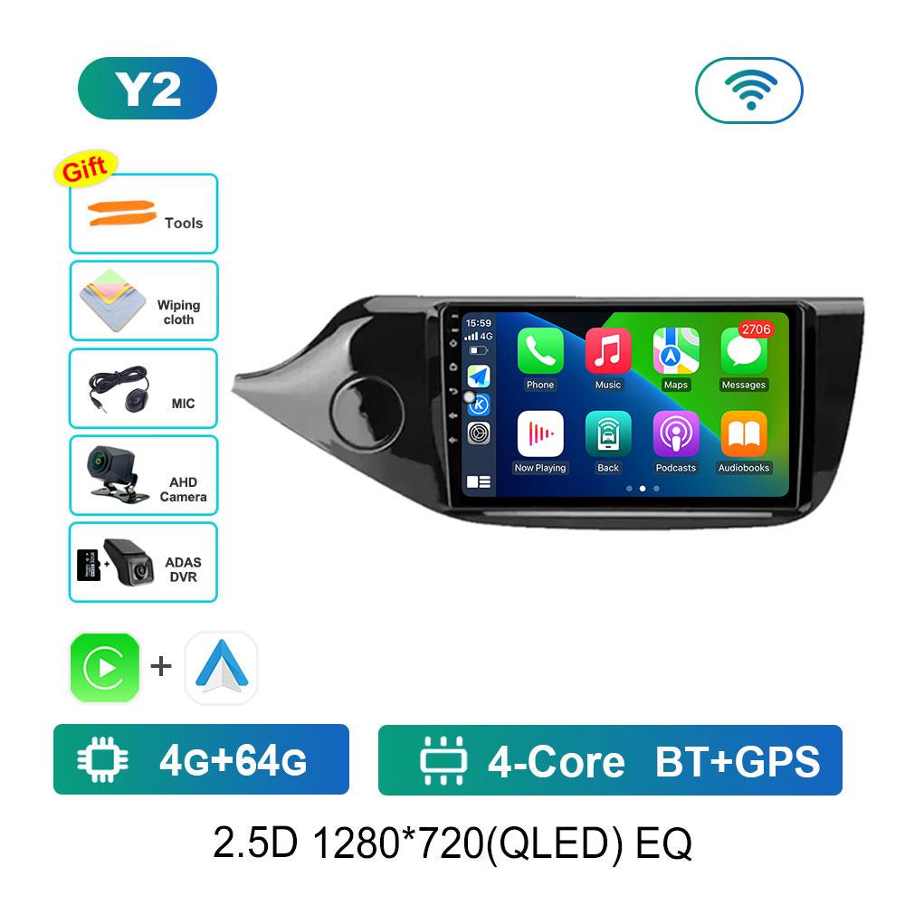 Car Radio Multimedia Player Android 14 for KIA Cee'd CEED JD 2012 - 2018 WiFi DSP Stereo GPS Navigation 4G HD Screen Bluetooth